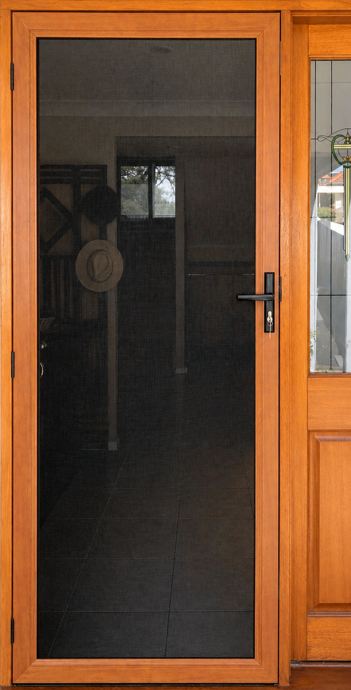 Security Screen Front Door Woodgrain Finish HInge