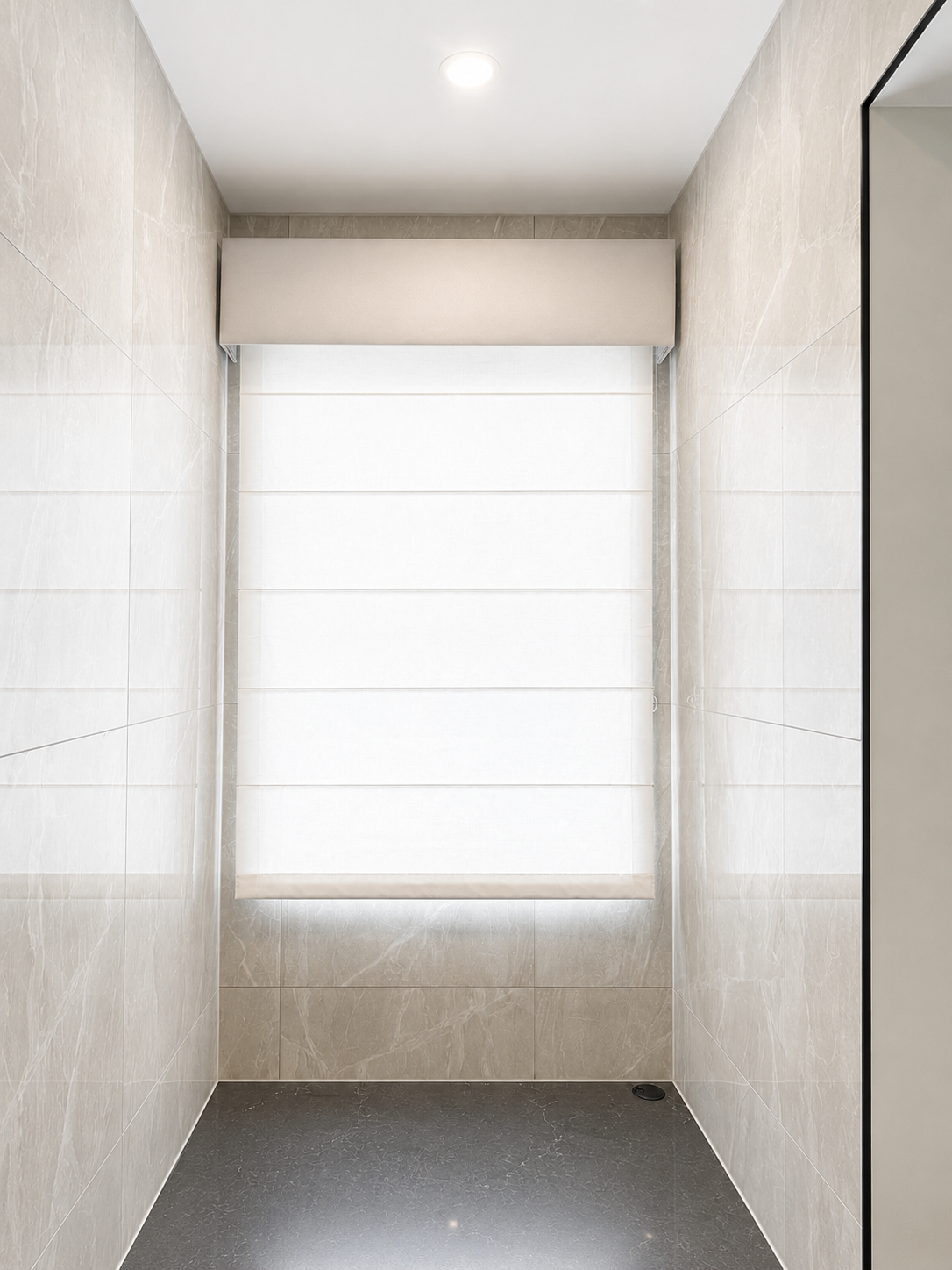 Security Screens Qld - Blinds Brisbane - Bathroom Pelmet Roman Blind Jimboomba