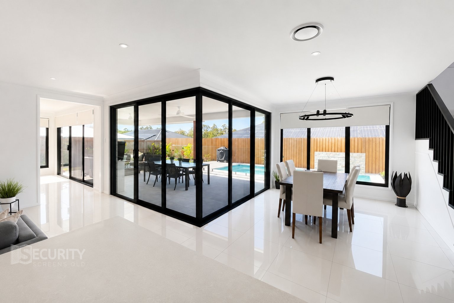security screens doors brisbane slider stainless steel interior dining Ipswich