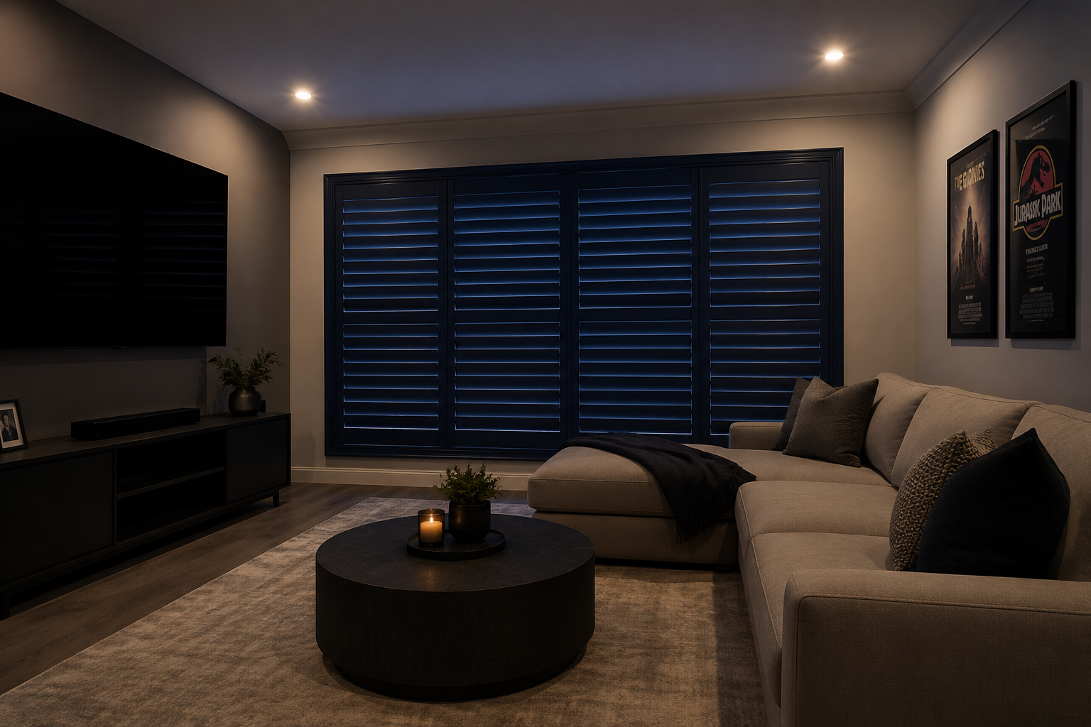 Security Screens Qld - PVC Plantation Shutters Brisbane - Media Room