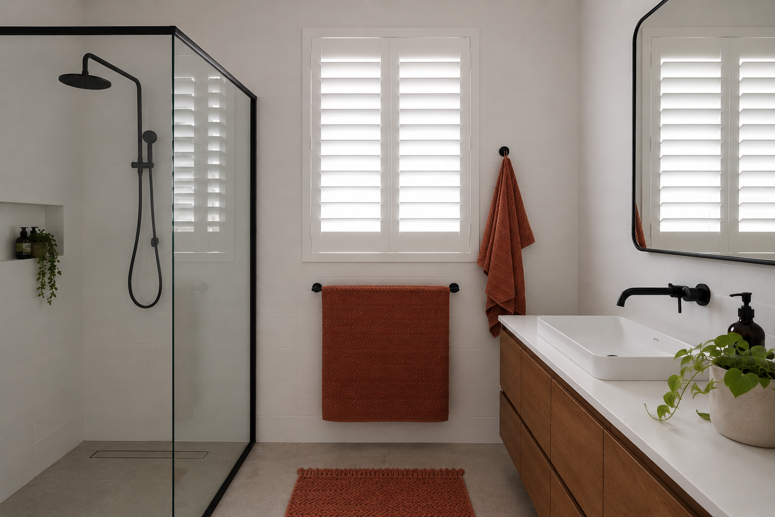 Security Screens Qld - PVC Plantation Shutters Brisbane - Bathroom